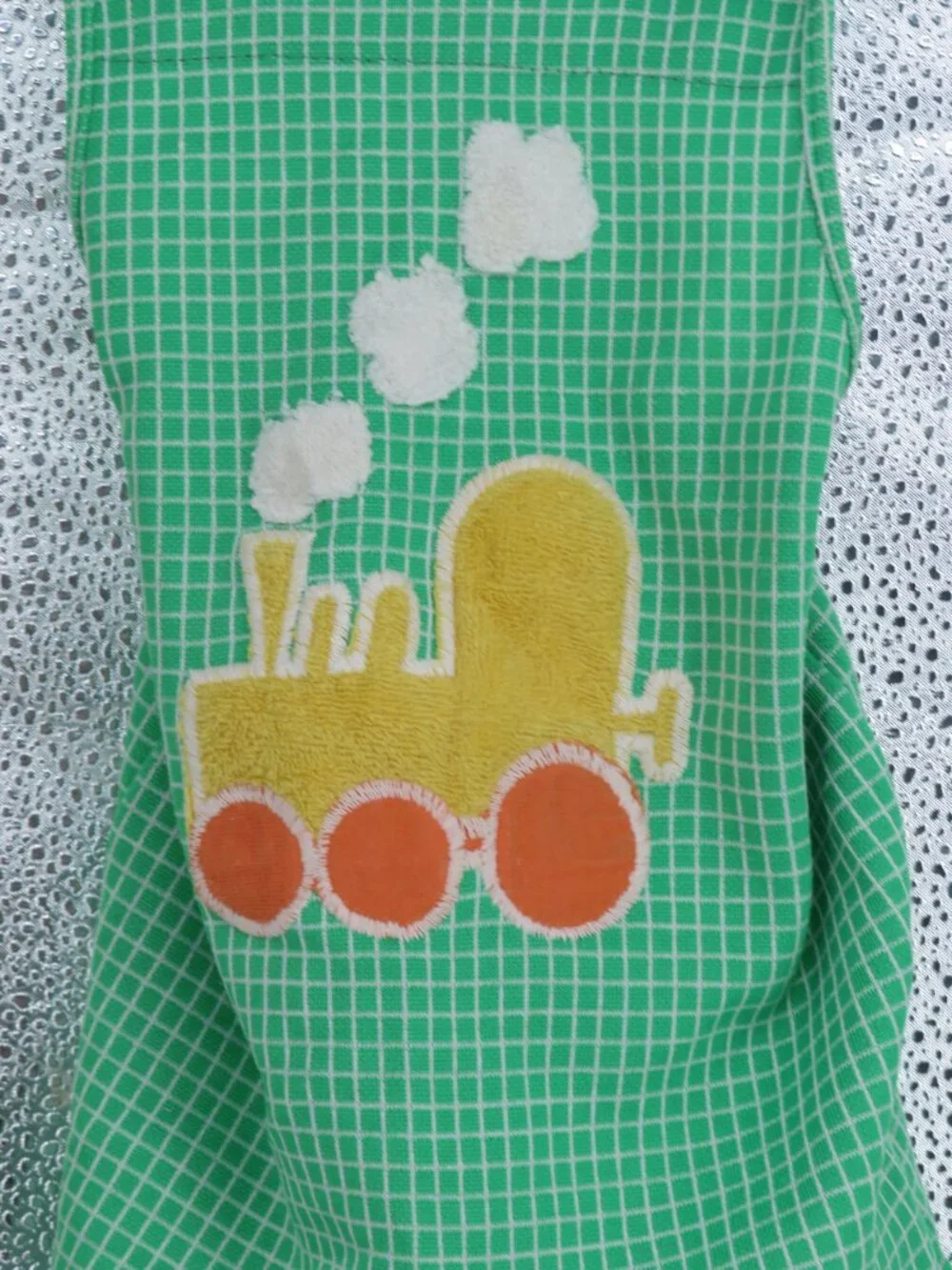 Vintage Carters Baby Romper Green Grid Train Sunsuit 24 Months Overall Shortall